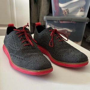 Cole Haan Gray and Red Knit Oxfords